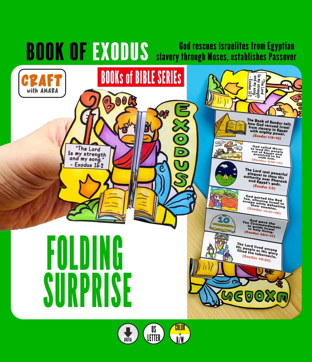 Book of EXODUS Folding Surprise Bible Craft: Moses, 10 Plaques, 10 ...