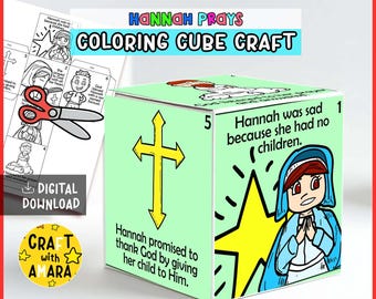 Hannah Prays Coloring Cube Craft, Memory Games, Bible Craft for Kids, Bible Study Lesson, Sunday School Activity, Old Testament, Christian