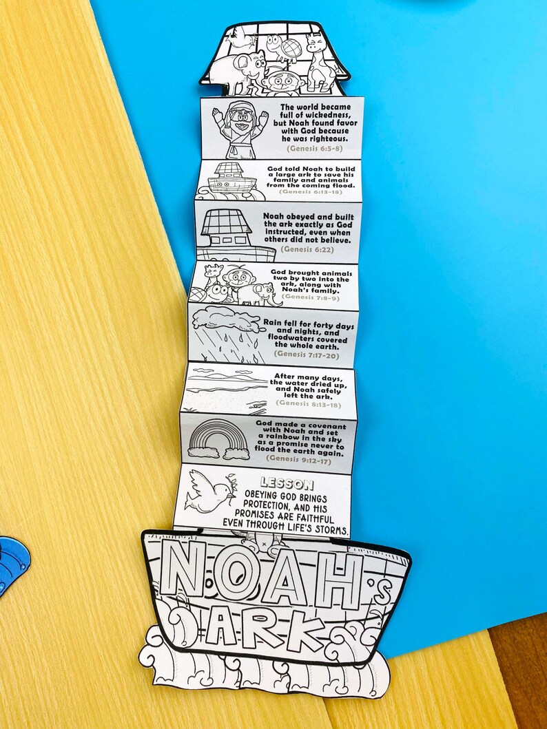 Noah's Ark Folding Surprise Bible Craft, Bible Lesson, Sunday School ...