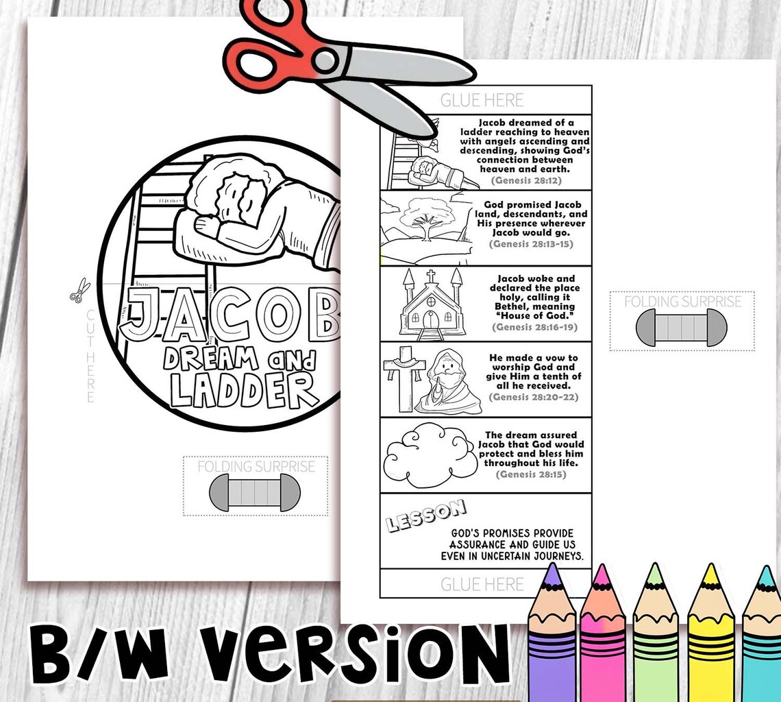 Jacob’s Dream and Ladder Folding Surprise Bible Craft, Bible Lesson ...