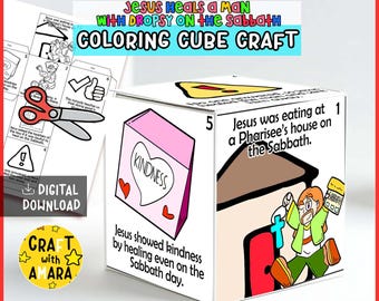 Jesus Heals a Man With Dropsy on the Sabbath Coloring Cube Bible Craft ...