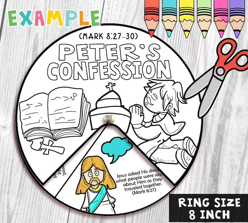 Peter’s Confession Spinner Coloring Wheel Bible Craft: Children ...