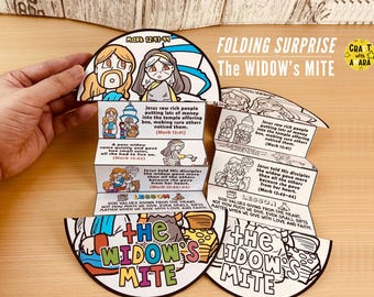 The Widow's Mite Folding Surprise Bible Craft: Children Ministry Lesson, Sunday School, Church Activity Kids, New Testament, Jesus Craft
