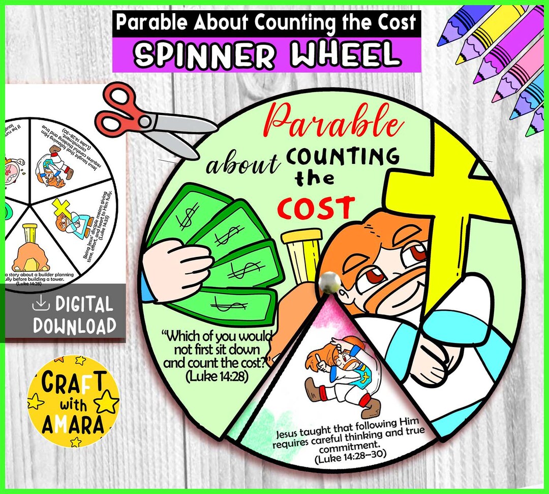 Parable About Counting the Cost Spinner Coloring Wheel Bible Craft ...