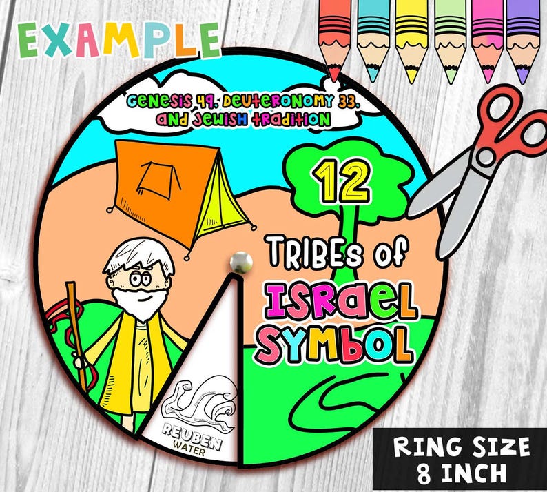 12 Tribes of Israel Symbol Spinner Coloring Wheel, Bible Activity, Kids ...