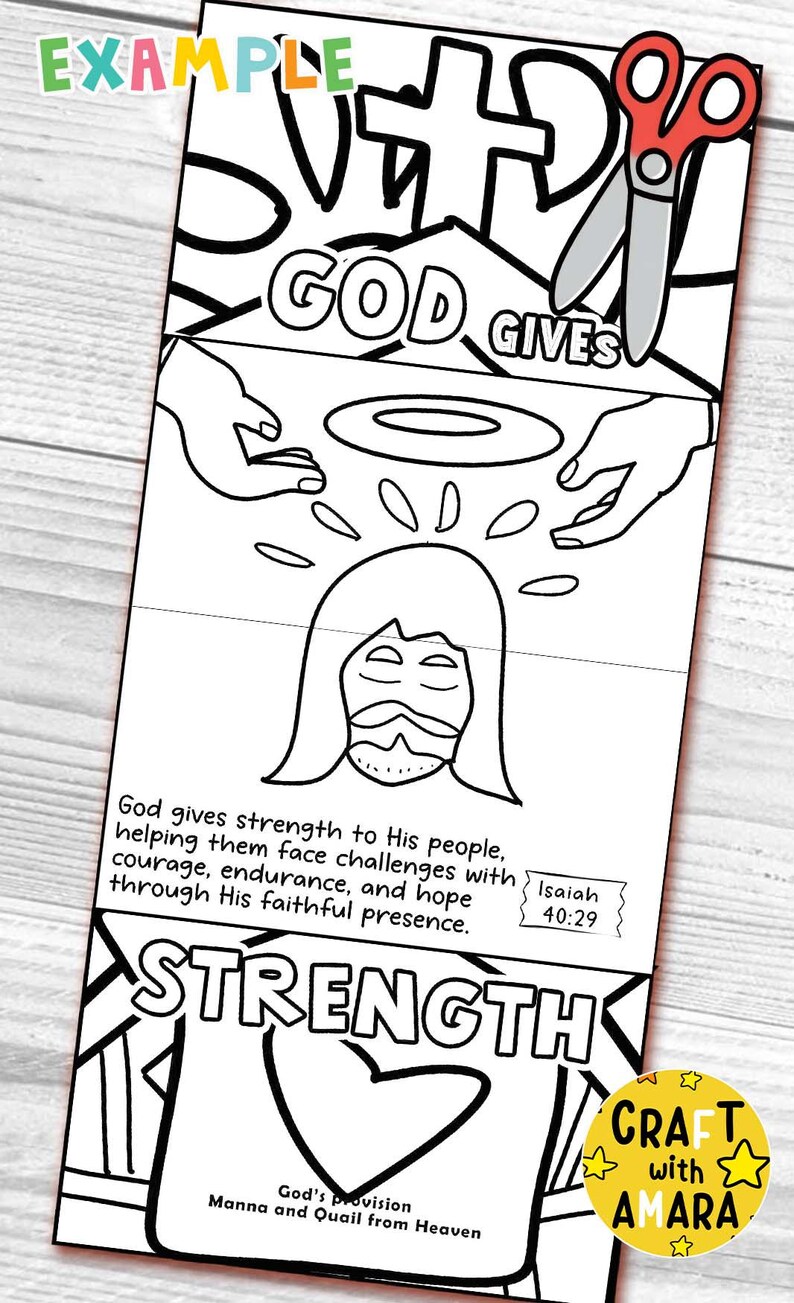 God Gives Strength Easy Coloring Folding Surprise Bible Craft: Trust in ...