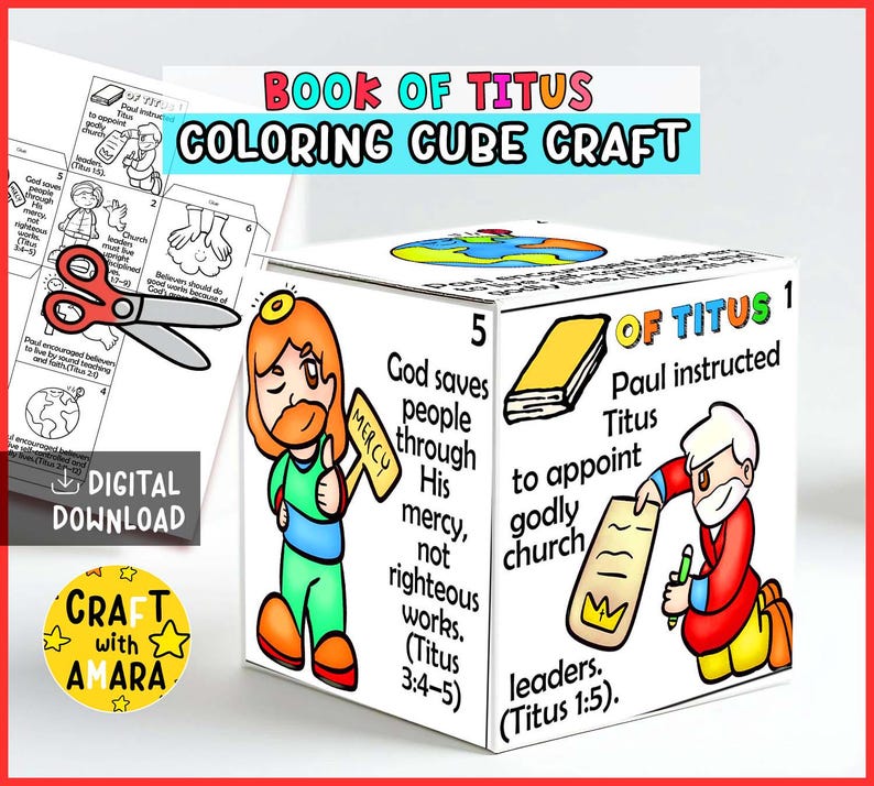 Book of TITUS Coloring Cube Bible Craft: Memory Games, Children ...