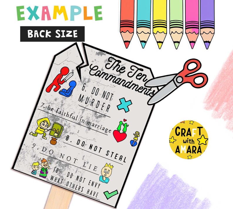 The Ten Commandments Fan Craft: Bible Sunday School Church Coloring ...