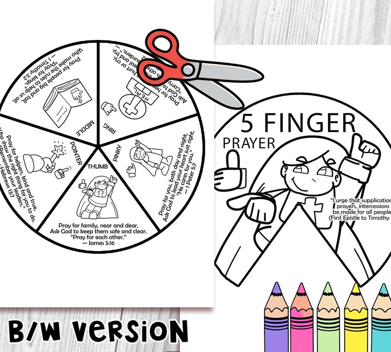 5 FINGER PRAYER Spinner Wheel Bible Craft: Teach Prayer, Sunday School ...