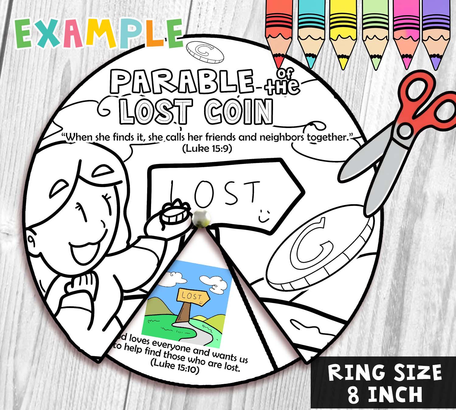 Parable of the Lost Coin Spinner Coloring Wheel Bible Craft: Sunday ...