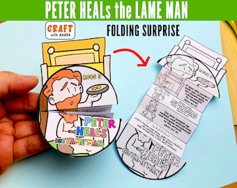 Peter Heals the Lame Man Folding Surprise Bible Craft: Sunday School Lesson Church Activity Kids, Christian Faith, Children Ministry