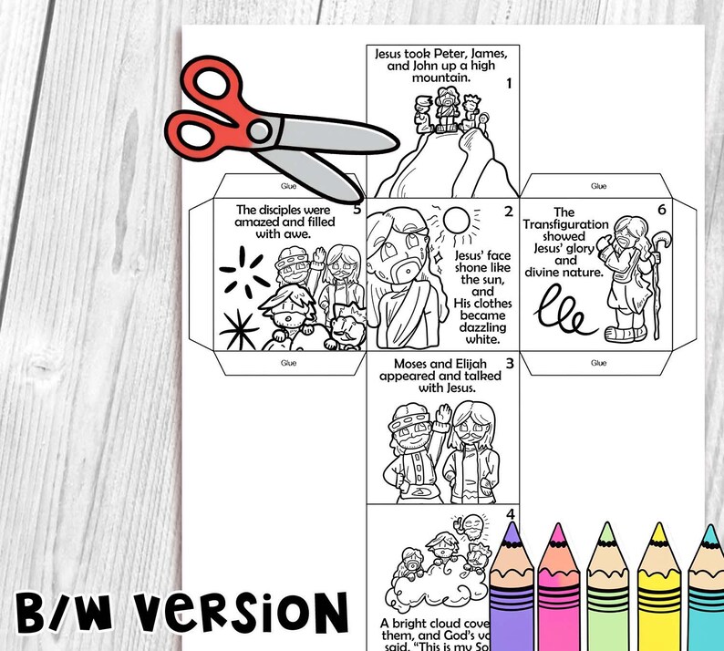 The Transfiguration of Jesus Coloring Cube Bible Craft: Children ...