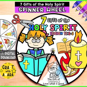 7 Gifts of the Holy Spirit Spinner Coloring Wheel, Bible Activity, Kids ...