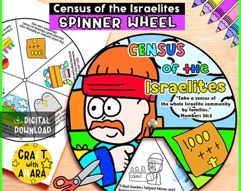 Census of the Israelites Spinner Coloring Wheel: Bible Story Lesson Activity for Kids, Sunday School, Memory Game, Christian Homeschool