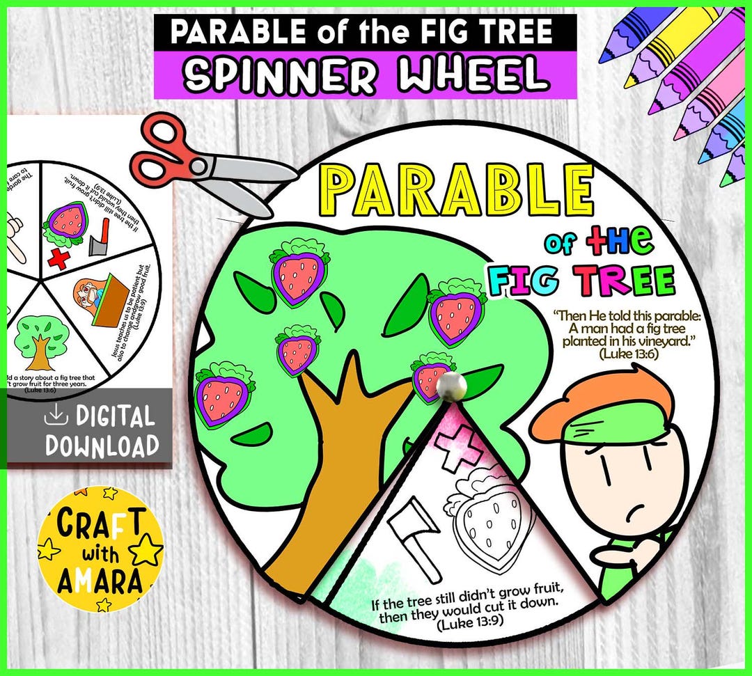 Parable of the Fig Tree Spinner Coloring Wheel Bible Craft: Children ...