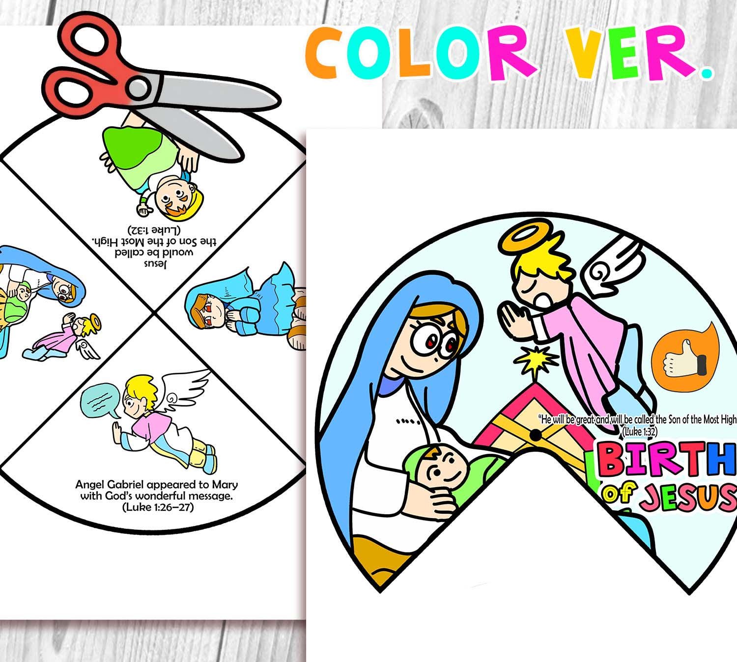 Birth of Jesus Foretold Coloring Wheel Bible Craft: the Annunciation ...