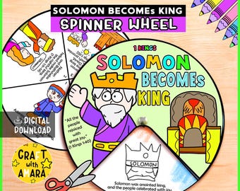 Solomon Becomes King Spinner Coloring Wheel: Bible Story Lesson Activity for Kids, Sunday School, Memory Game, Christian Homeschool