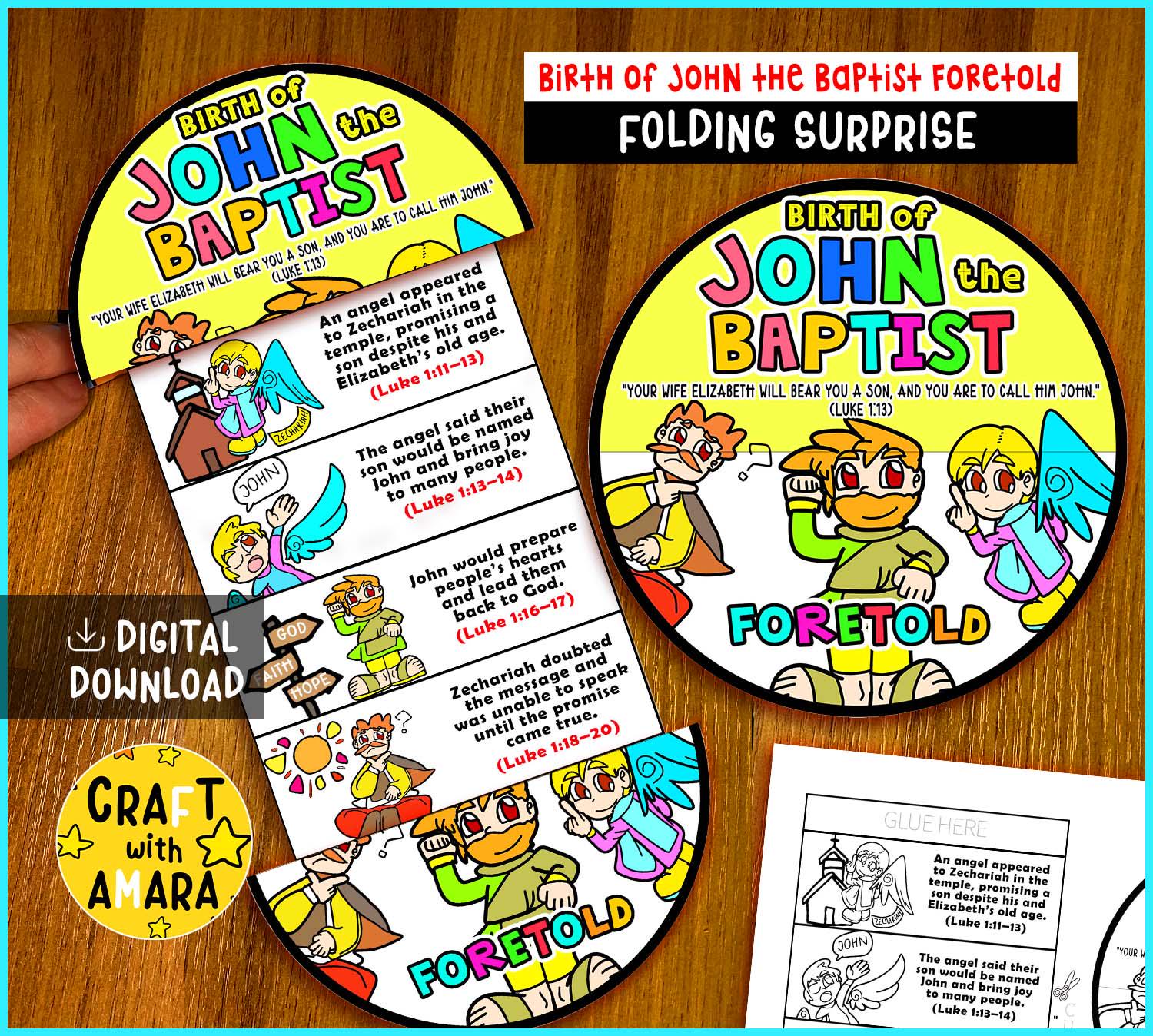 Birth of John the Baptist Foretold Folding Surprise Bible Craft: Jesus ...