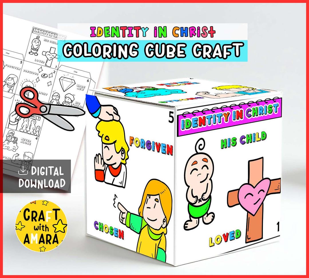 Identity in Christ Coloring Cube Bible Craft: Jesus Faith, Sunday ...