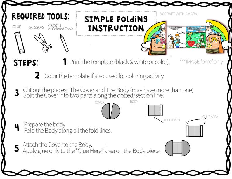 PSALM 23 the Lord is My Shepherd Easy Coloring Folding Surprise Bible ...
