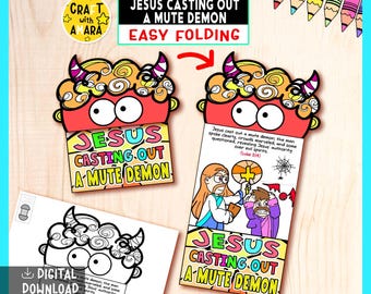 Jesus Casting out a Mute Demon Easy Folding Surprise Bible Craft: Jesus Death Miracle, Christian Sunday School Church Activity Kids