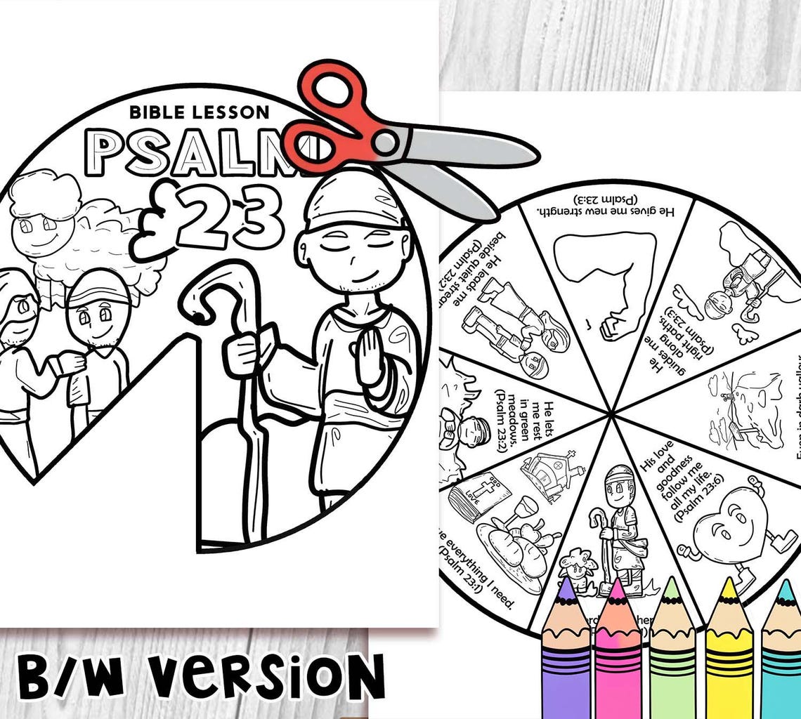 PSALM 23 Spinner Coloring Wheel Craft: the Lord is My Shepherd, Bible ...