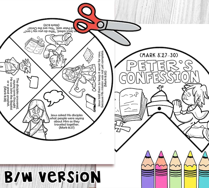 Peter’s Confession Spinner Coloring Wheel Bible Craft: Children ...