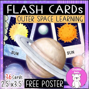 36 cartes mémoire d'apprentissage de l'espace, cartes mémoire du système solaire de la planète galaxie, matériel Montessori imprimable pour l'école à la maison et la salle de classe