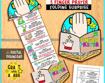 5 FINGER PRAYER Folding Surprise Bible Craft: Teach Prayer, Sunday ...