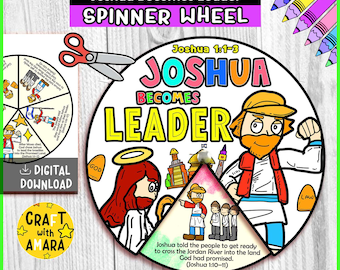 Joshua Becomes Leader Spinner Coloring Wheel: Bible Craft Activity, Sunday School Lesson Study, Memory Games, Old Testament