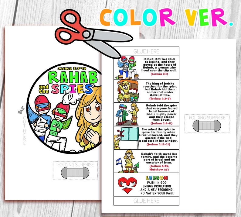 Rahab and the Spies Folding Surprise Craft: Bible Study Lesson, Sunday ...