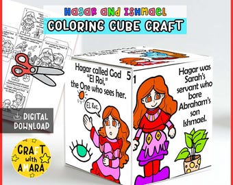 Jogo da Memória com Cubos para Colorir de Agar e Ismael: Jogo da Memória, Estudo Bíblico para Crianças, Atividade para Escola Dominical, Antigo Testamento, Gênesis Cristão