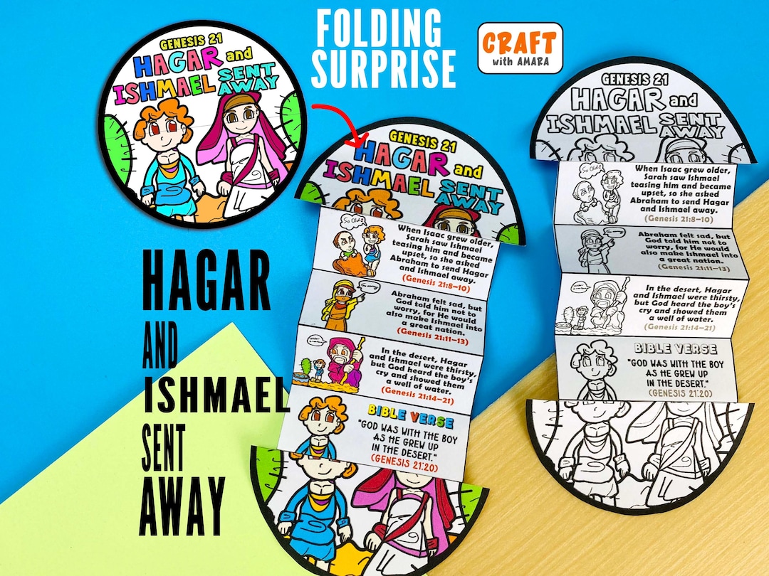 Hagar and Ishmael Sent Away Folding Surprise Bible Craft: Sunday School Study, Church Activity ...
