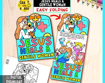 Jesus Heals a Gentile Woman Easy Folding Surprise Bible Craft: Jesus Death Miracle, Christian Sunday School Church Activity Kids, Homeschool