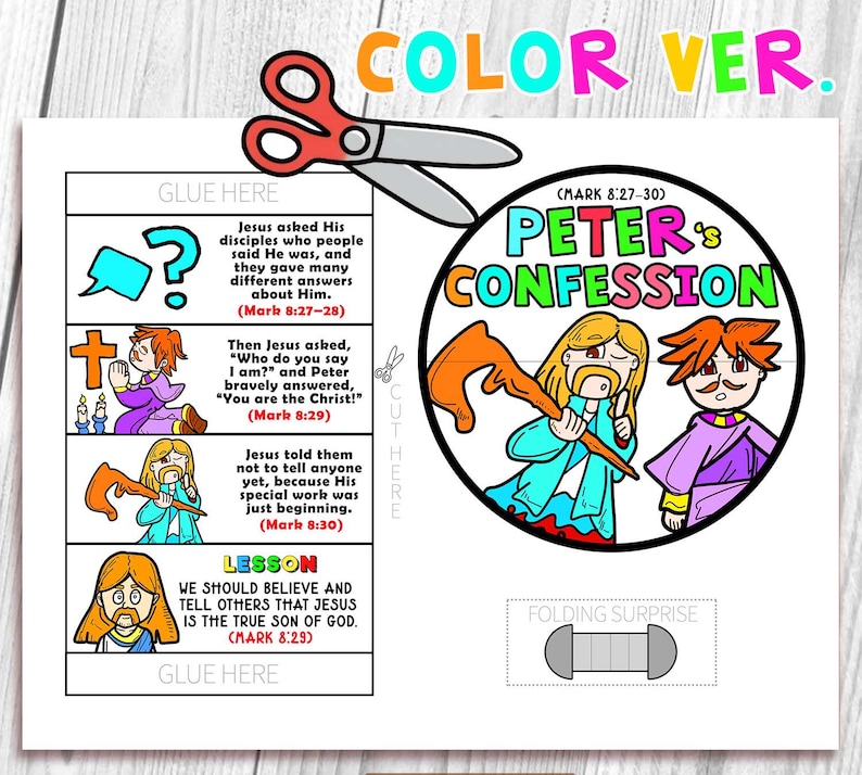 Peter’s Confession Folding Surprise Bible Craft: Children Ministry ...