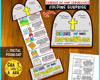 Census of the Israelites Folding Surprise Craft: Bible Study Lesson Sunday School, Church Activity Kids, Mini Book, Old Testament, Christian