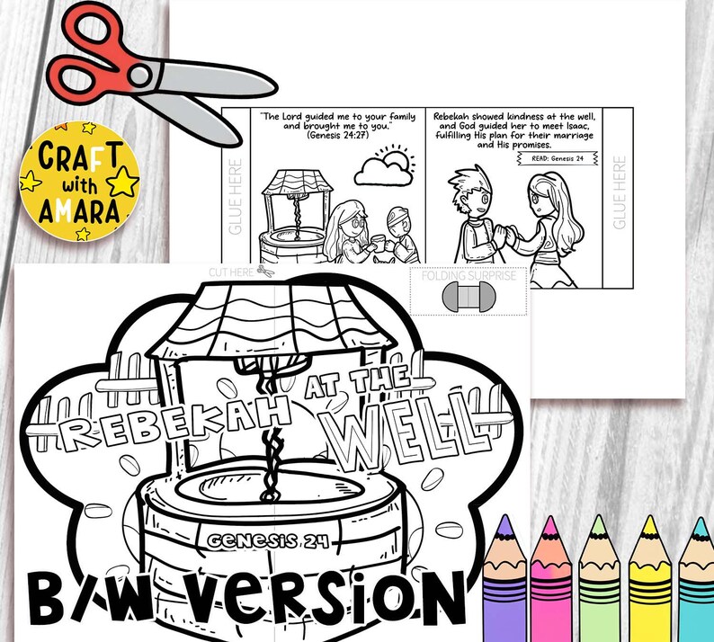 Rebekah at the Well Easy Coloring Folding Surprise Bible Craft: Bible ...