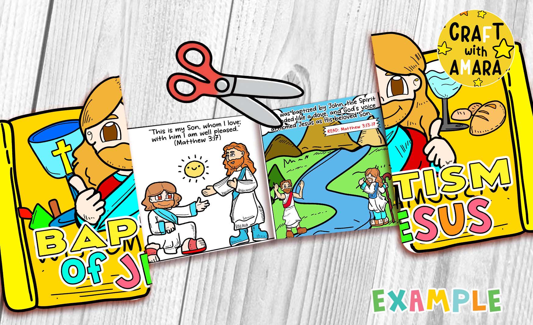 Baptism of Jesus Easy Coloring Folding Surprise Bible Craft: Christian ...