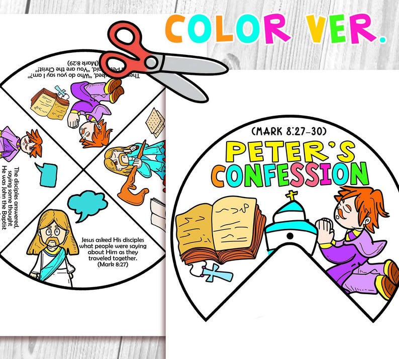 Peter’s Confession Spinner Coloring Wheel Bible Craft: Children ...