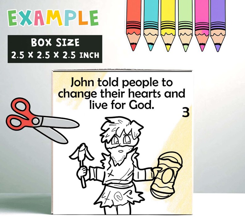 John the Baptist Coloring Cube Bible Craft: Jesus Ministry, Matthew ...