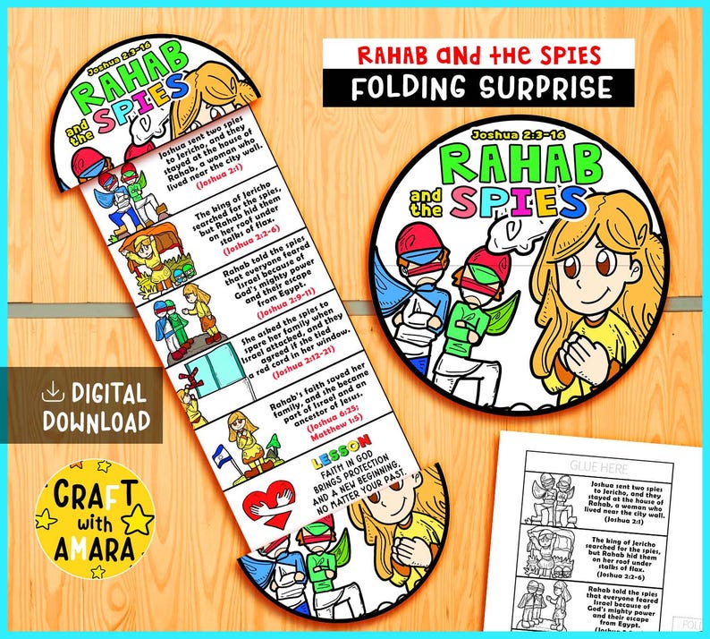 Rahab and the Spies Folding Surprise Craft: Bible Study Lesson, Sunday ...