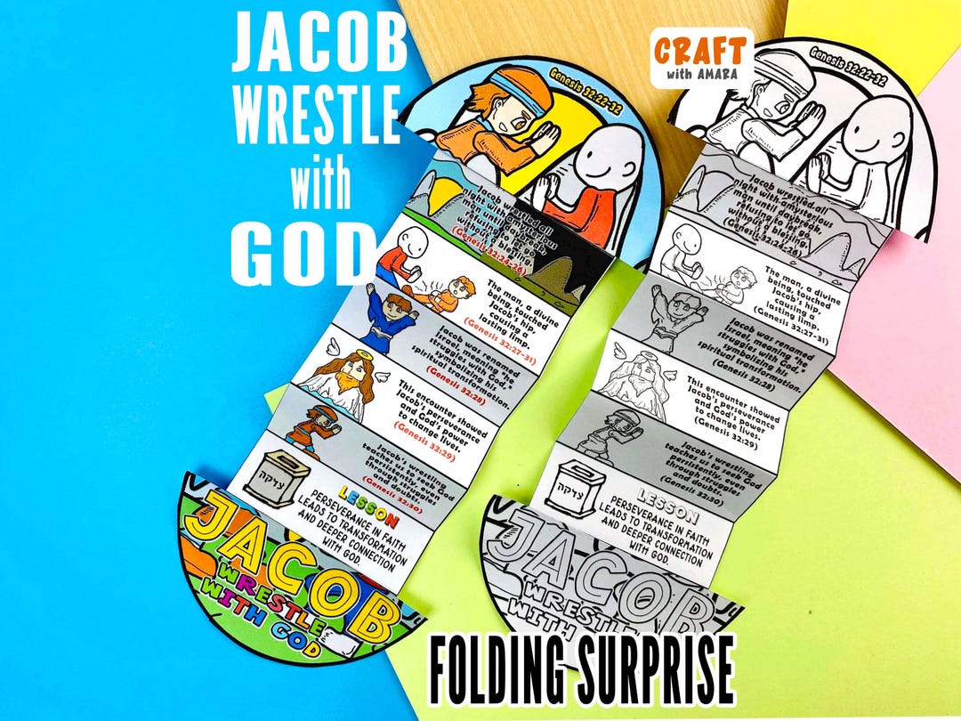 Jacob Wrestle With God Folding Surprise, Bible Craft, Bible Story ...