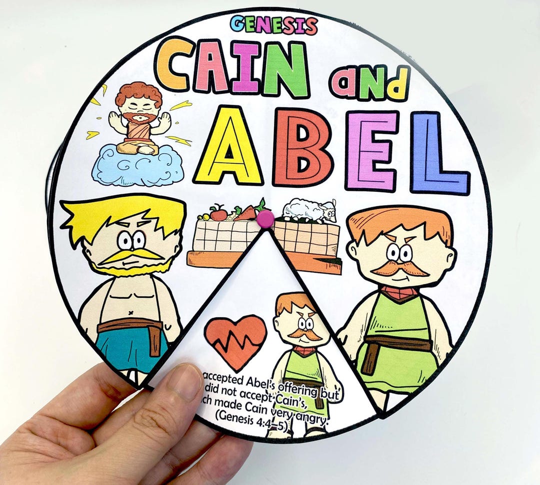 Cain and Abel Spinner Coloring Wheel, Bible Activity, Kids Bible Lesson ...