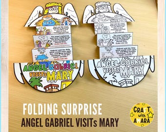 Angel Gabriel Visits Mary Folding Surprise Bible Craft: The Annunciation Christmas Nativity Children Ministry Sunday School, Church Activity