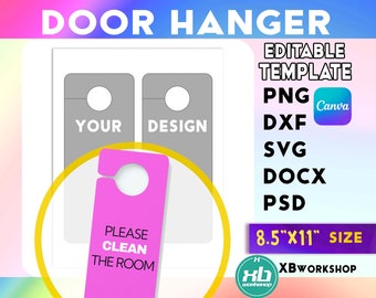 Door Hanger Template Sublimation, Door Hanger Svg, Canva, Ms word, PNG, PSD, SVG, Dxf, 8.5x11" sheet, Printable