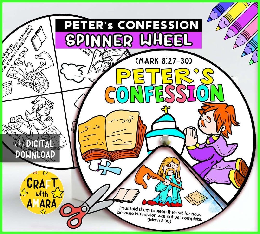 Peter’s Confession Spinner Coloring Wheel Bible Craft: Children ...
