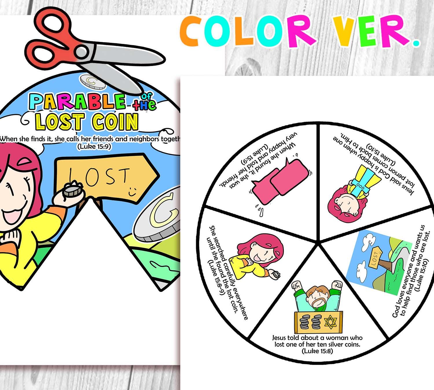 Parable of the Lost Coin Spinner Coloring Wheel Bible Craft: Sunday ...
