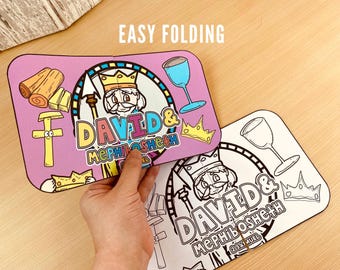 David and Mephibosheth Easy Coloring Folding Surprise Bible Craft: Bible Lesson, Christian Sunday School, Church Activity Old Testament