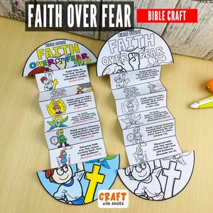 Faith Over Fear Folding Surprise Bible Craft: Bible Scripture, Gospel of God, Bible Lesson Study Guide, Sunday School, Church Activity Kids