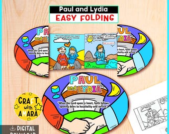 Paul and Lydia Easy Coloring Folding Surprise Bible Craft: Christian Sunday School Lesson Story, Church Activity Kids, Homeschool